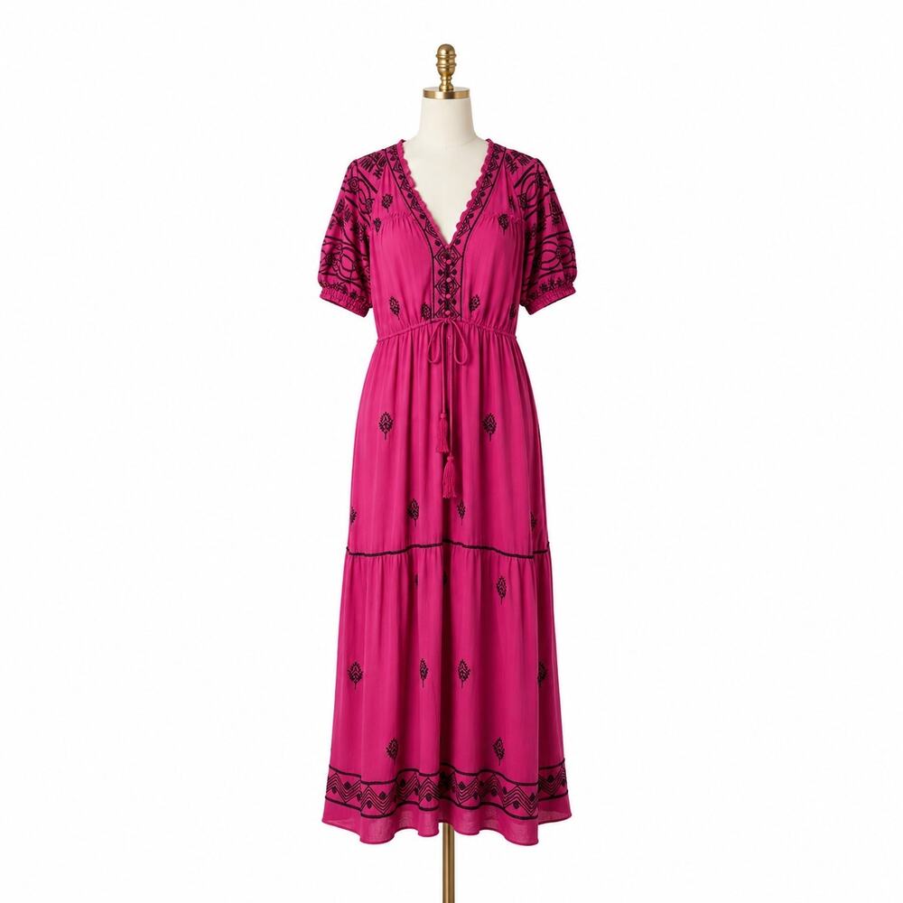 Free People Riley Embroidered Maxi Dress Medium